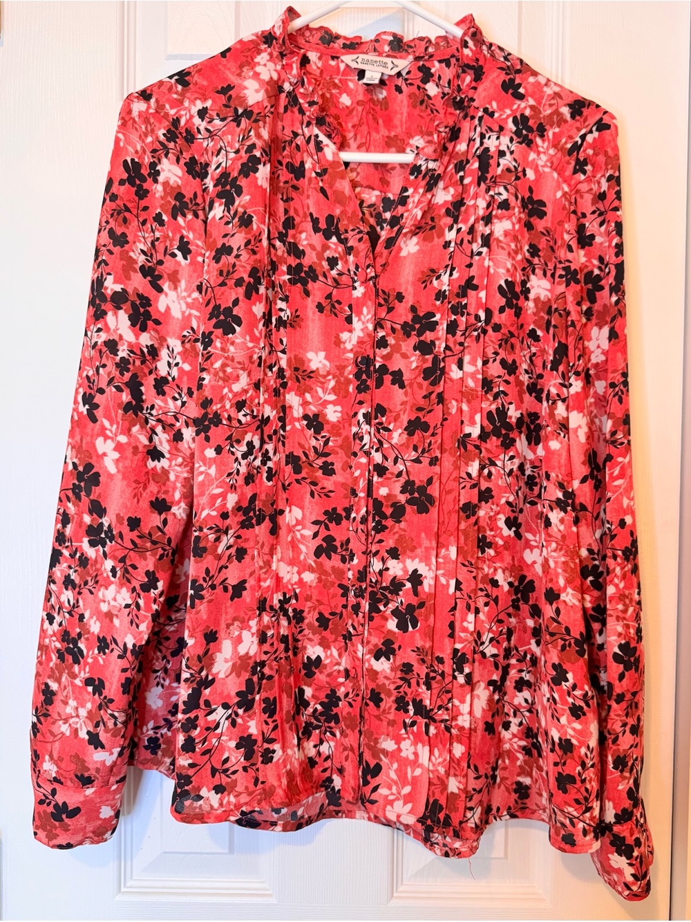 Nanette Lepore Coral Floral Button-Front Blouse